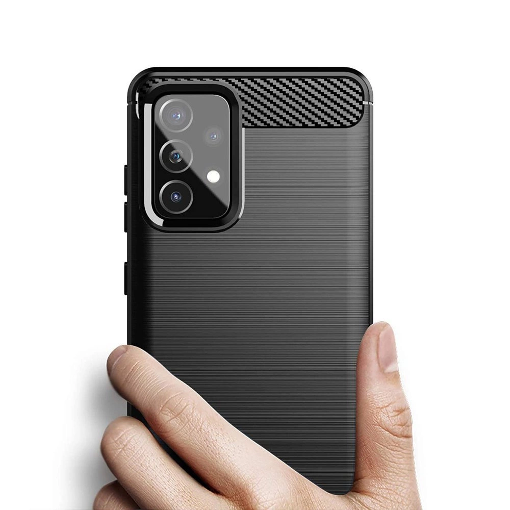 Carbon Case Flexible Cover TPU Case for Samsung Galaxy A72 4G blackeng