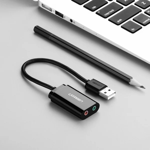 [ON RETURN] Ugreen external sound card music adapter USB - 3.5 mm mini jack 15cm black (30724)eng