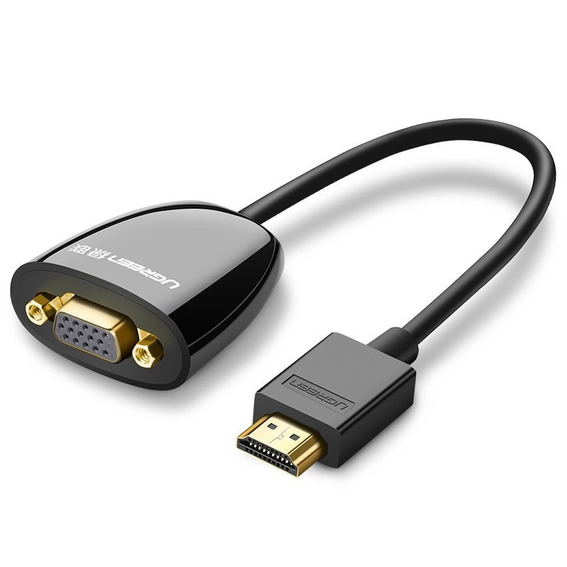 [ON RETURN] Ugreen cable cord adapter unidirectional adapter from HDMI (male) to VGA (female) FHD black (MM105 40253)eng
