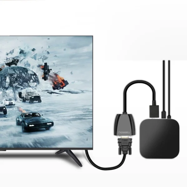[ON RETURN] Ugreen cable cord adapter unidirectional adapter from HDMI (male) to VGA (female) FHD black (MM105 40253)eng