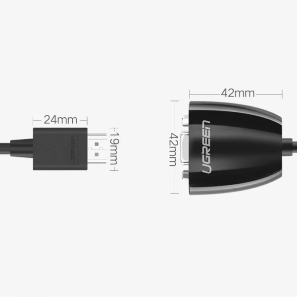 [ON RETURN] Ugreen cable cord adapter unidirectional adapter from HDMI (male) to VGA (female) FHD black (MM105 40253)eng