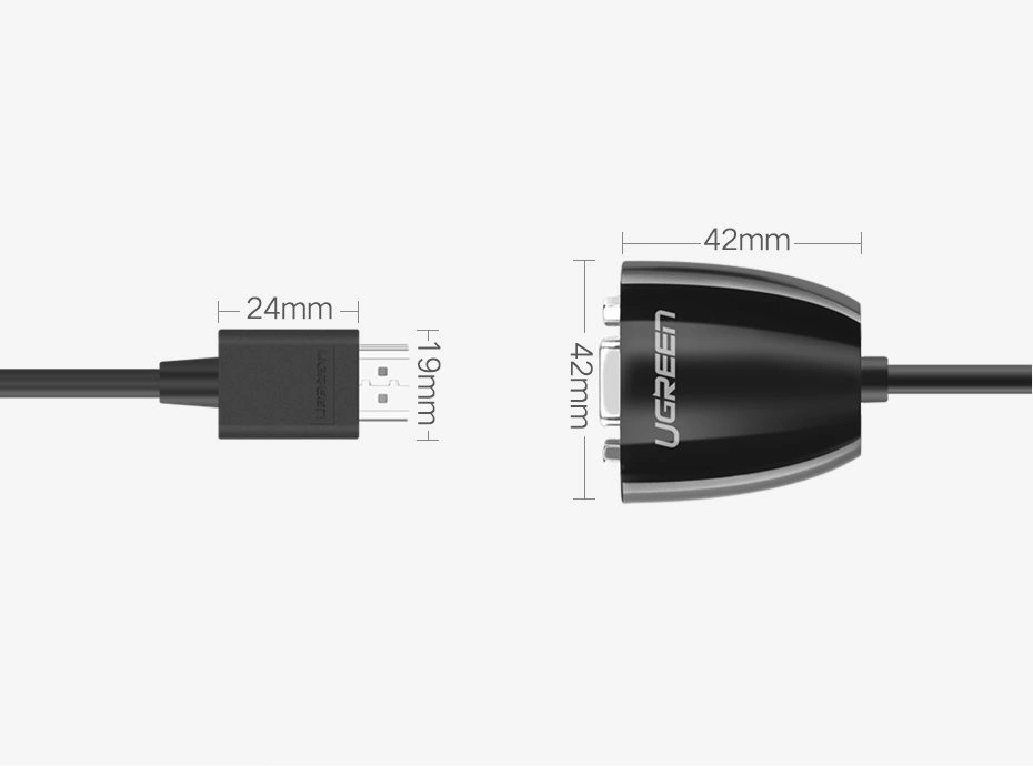 [ON RETURN] Ugreen cable cord adapter unidirectional adapter from HDMI (male) to VGA (female) FHD black (MM105 40253)eng