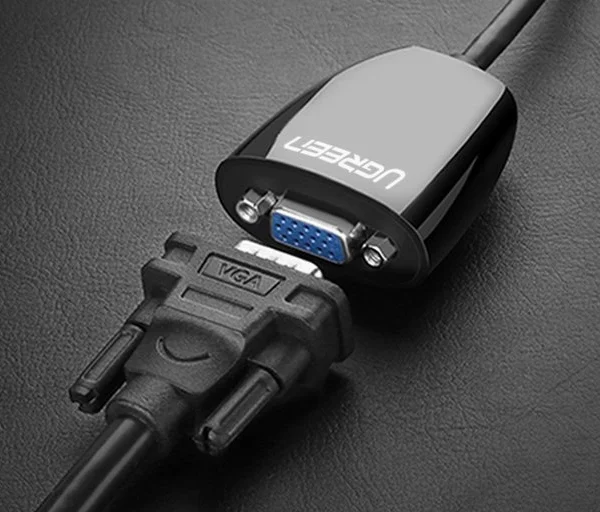 [ON RETURN] Ugreen cable cord adapter unidirectional adapter from HDMI (male) to VGA (female) FHD black (MM105 40253)eng