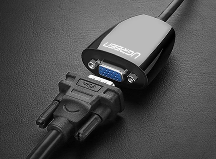 [ON RETURN] Ugreen cable cord adapter unidirectional adapter from HDMI (male) to VGA (female) FHD black (MM105 40253)eng