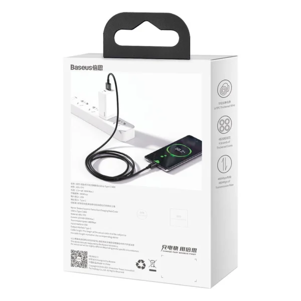 Baseus Superior USB Cable - USB Type C 66 W (11 V / 6 A) Huawei SuperCharge SCP 2 m black (CATYS-A01)eng