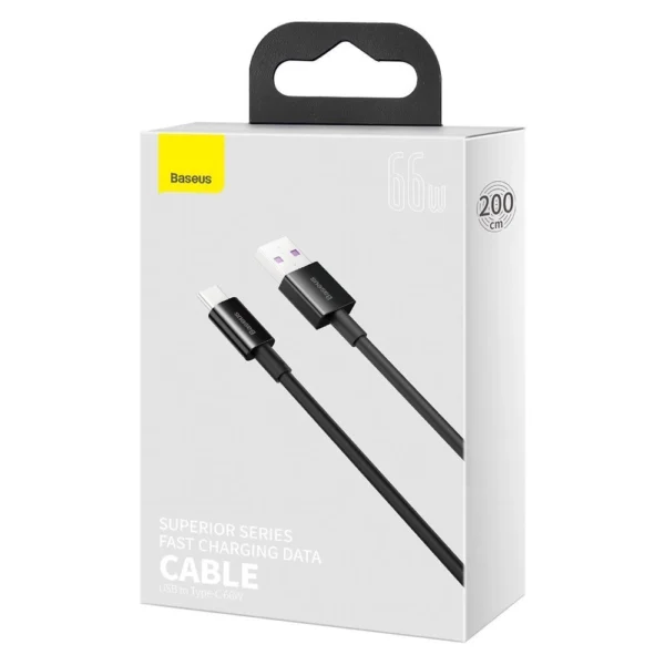 Baseus Superior USB Cable - USB Type C 66 W (11 V / 6 A) Huawei SuperCharge SCP 2 m black (CATYS-A01)eng