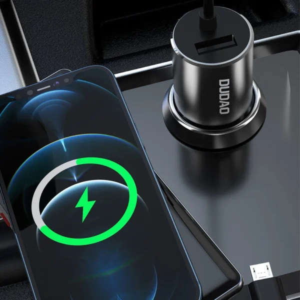 Dudao 3in1 USB car charger 3,4 A built-in cable Lightning / USB Type C / micro USB black (R5ProN black)eng