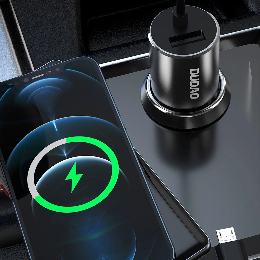Dudao 3in1 USB car charger 3,4 A built-in cable Lightning / USB Type C / micro USB black (R5ProN black)eng