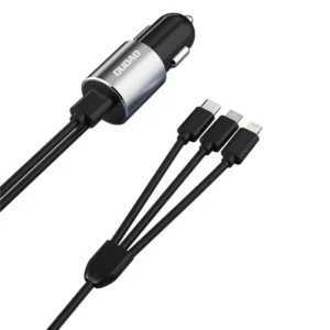 Dudao 3in1 USB car charger 3,4 A built-in cable Lightning / USB Type C / micro USB black (R5ProN black)eng