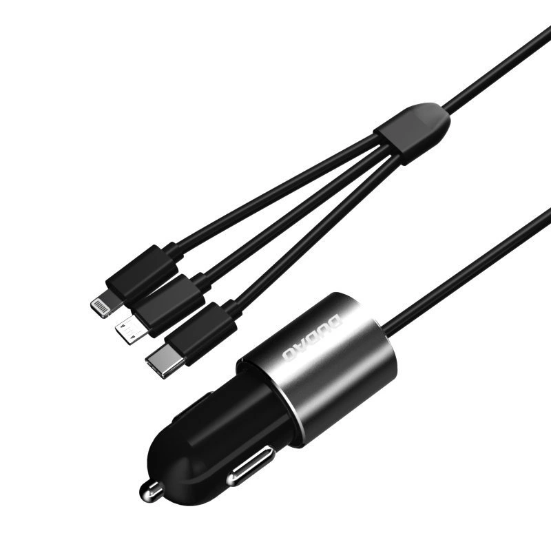 Dudao 3in1 USB car charger 3,4 A built-in cable Lightning / USB Type C / micro USB black (R5ProN black)eng