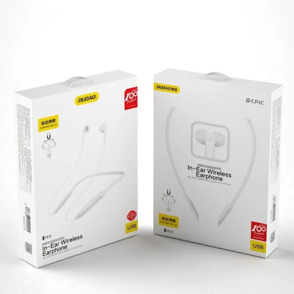 Dudao Magnetic Suction in-ear wireless Bluetooth headphones white (U5B)eng