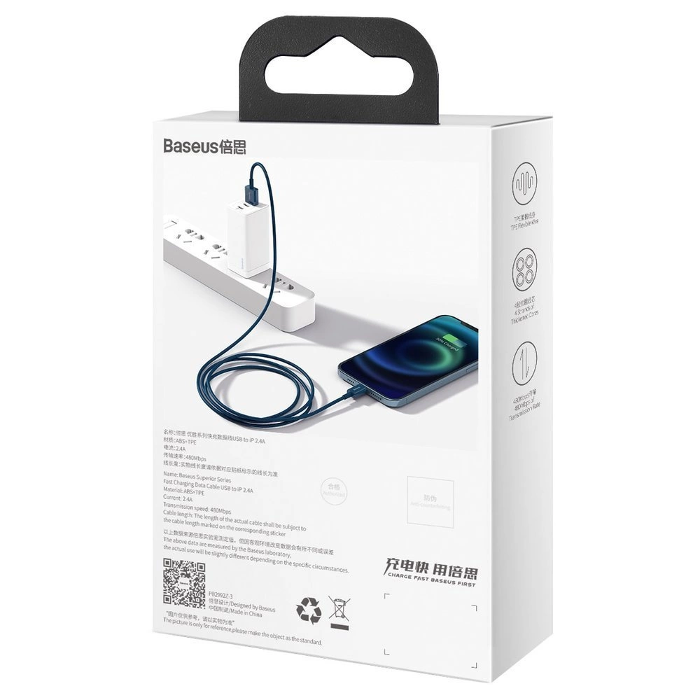 Baseus Superior Cable USB - Lightning 2,4A 1 m Blue (CALYS-A03)eng