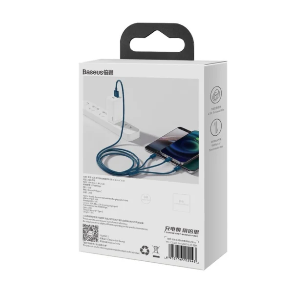 Baseus Superior 3in1 USB cable - Lightning / USB Type C / micro USB 3.5 A 1.5 m blue (CAMLTYS-03)eng