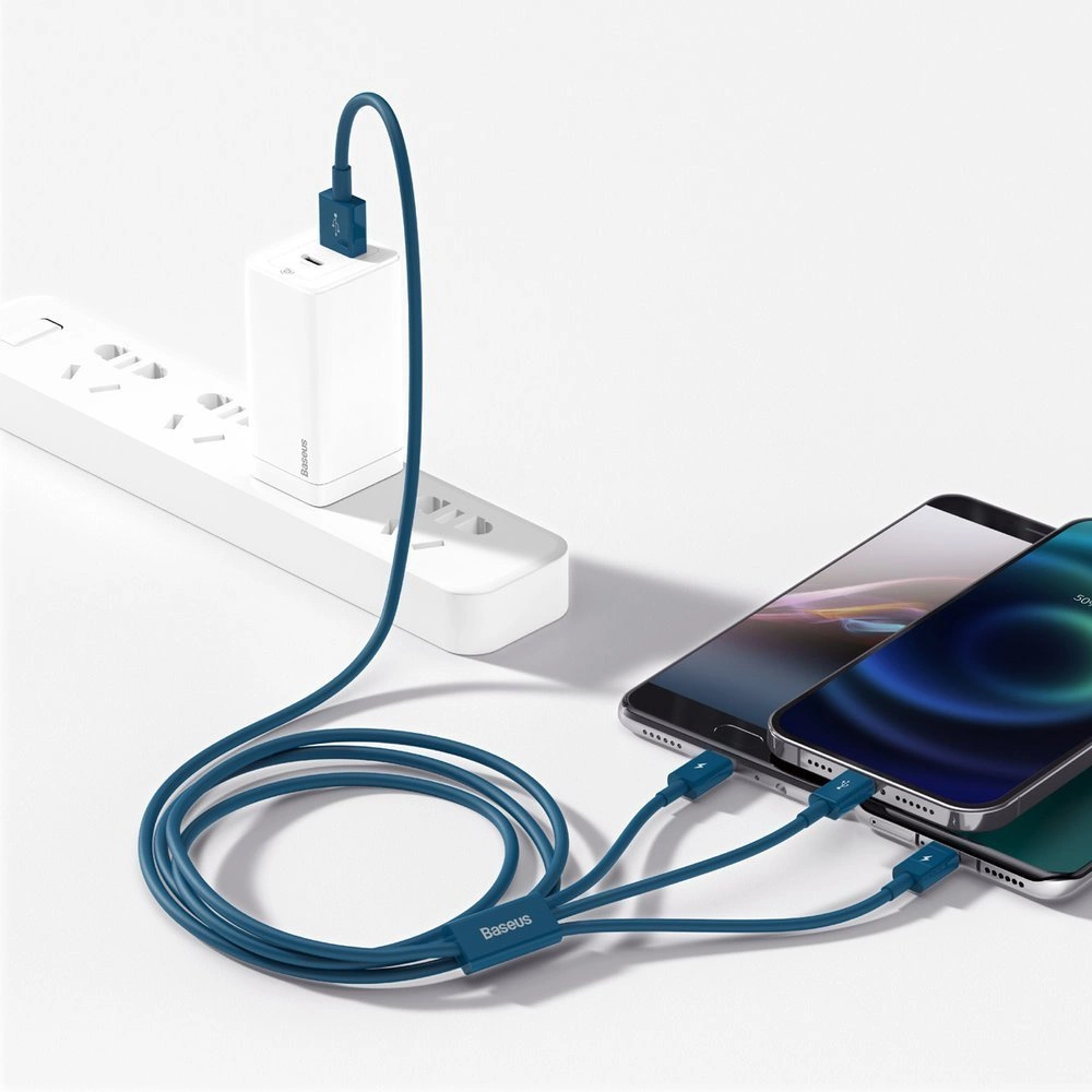 Baseus Superior 3in1 USB cable - Lightning / USB Type C / micro USB 3.5 A 1.5 m blue (CAMLTYS-03)eng