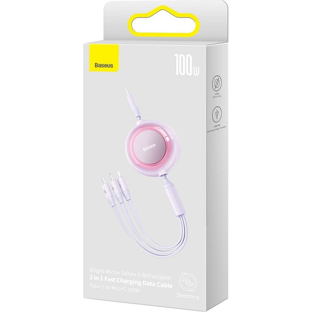 BASEUS cable 3in1 Type C to Micro USB / Lightning / Type C PD QC4.0 3,5A 100W CAMJ010205 1,1 m purple