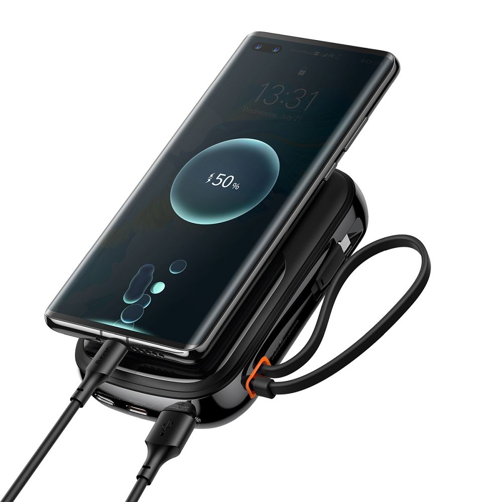 BASEUS powerbank 20 000 mAh with built-in cable + cable USB A to Type C PD QC3.0 3A 22,5W PPQD060301 black