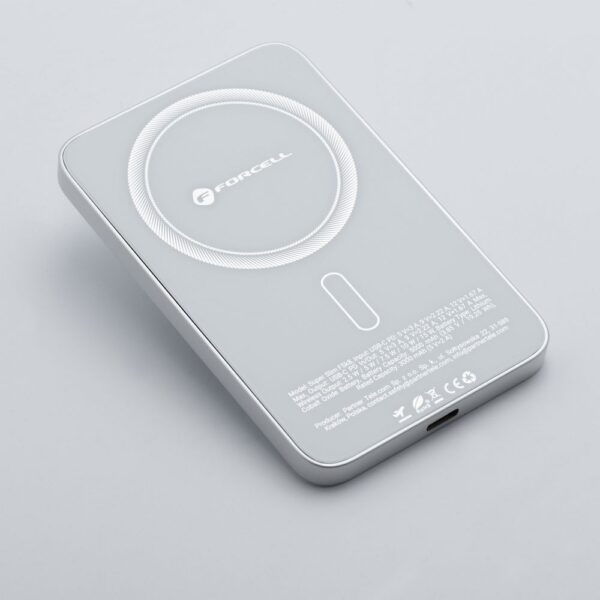 FORCELL F-ENERGY F5K8 Super Slim powerbank compatible with MagSafe PD3.0 QC4.0 15W 5000 mAh white