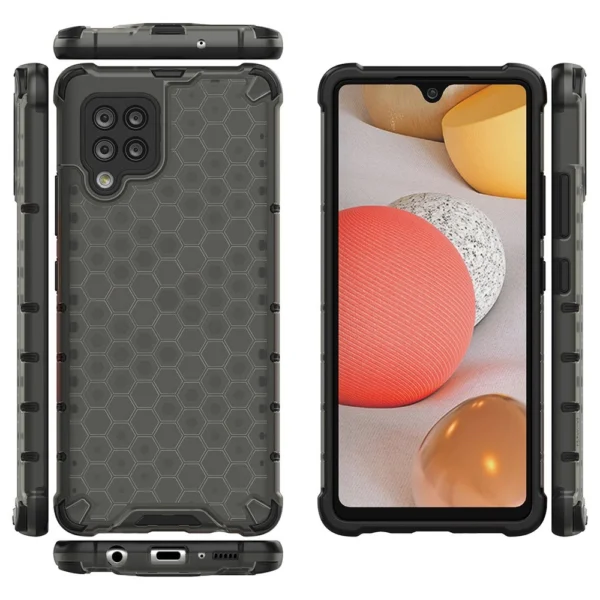 Honeycomb Case armor cover with TPU Bumper for Samsung Galaxy A42 5G blackeng