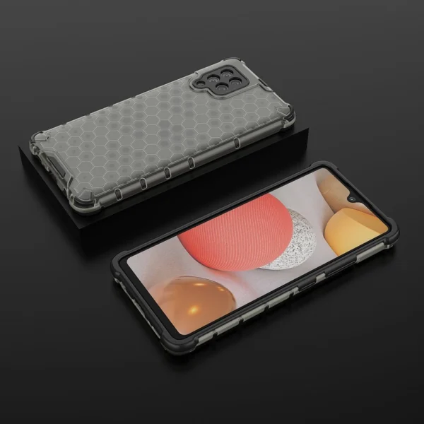 Honeycomb Case armor cover with TPU Bumper for Samsung Galaxy A42 5G blackeng
