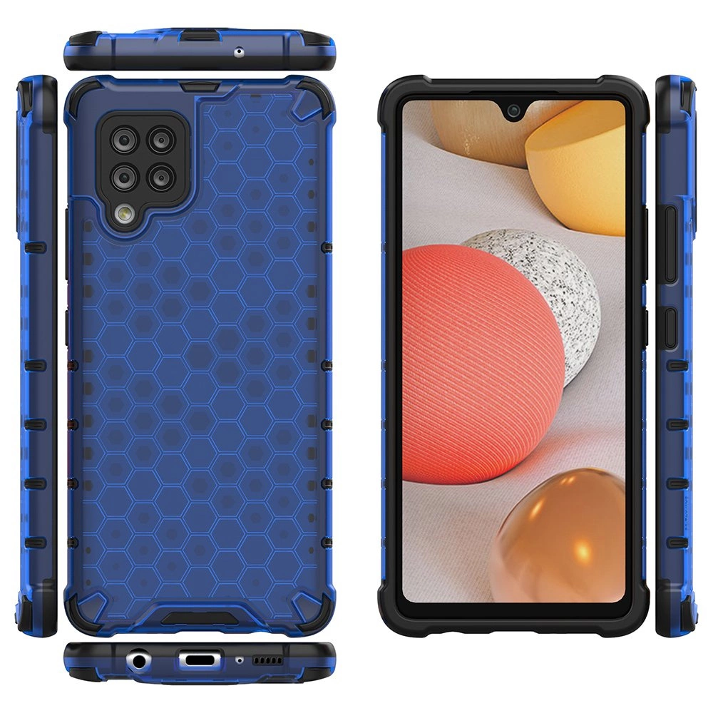 Honeycomb Case armor cover with TPU Bumper for Samsung Galaxy A42 5G blueeng