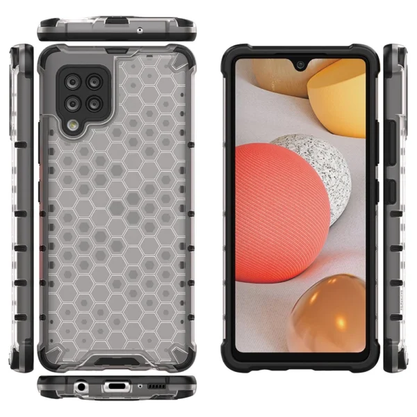 Honeycomb Case armor cover with TPU Bumper for Samsung Galaxy A42 5G transparenteng