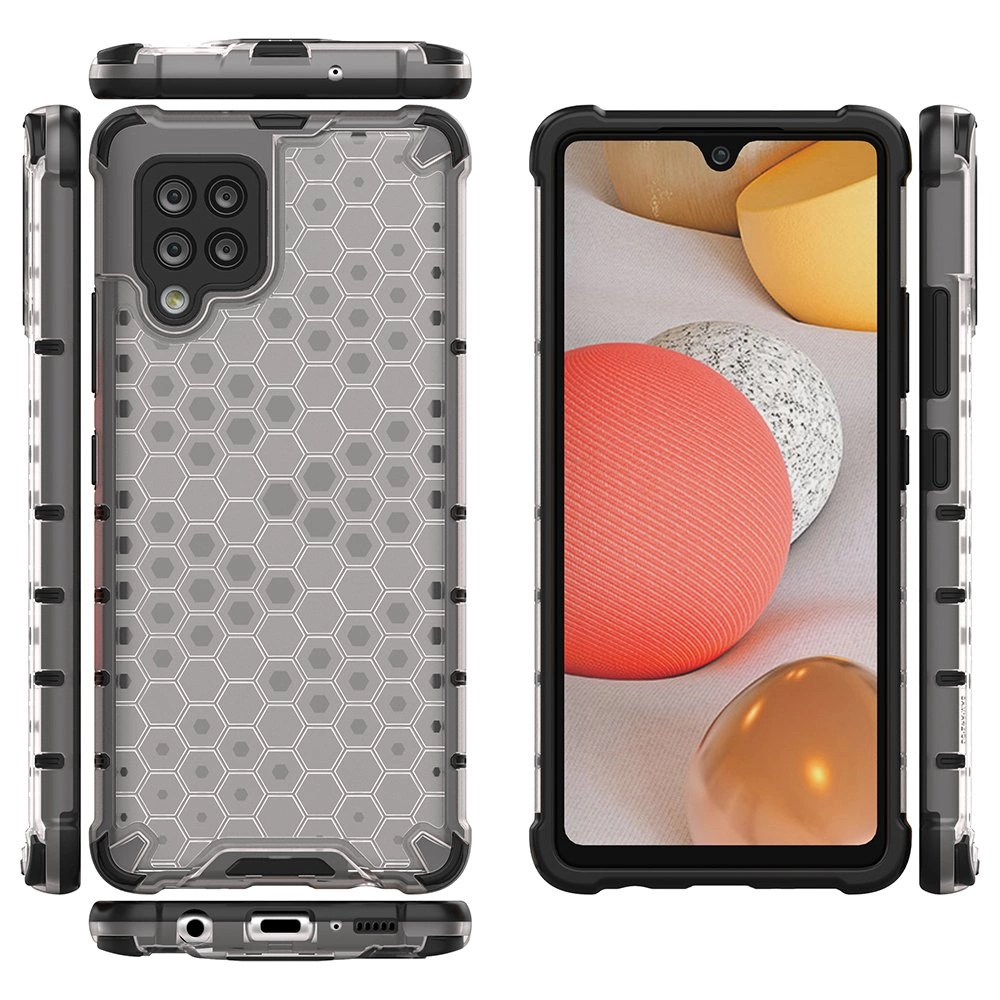 Honeycomb Case armor cover with TPU Bumper for Samsung Galaxy A42 5G transparenteng