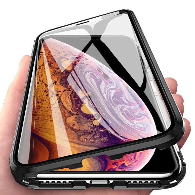 Wozinsky Full Magnetic Case Full Body Front and Back Cover with built-in glass for Vivo X60 black-transparenteng
