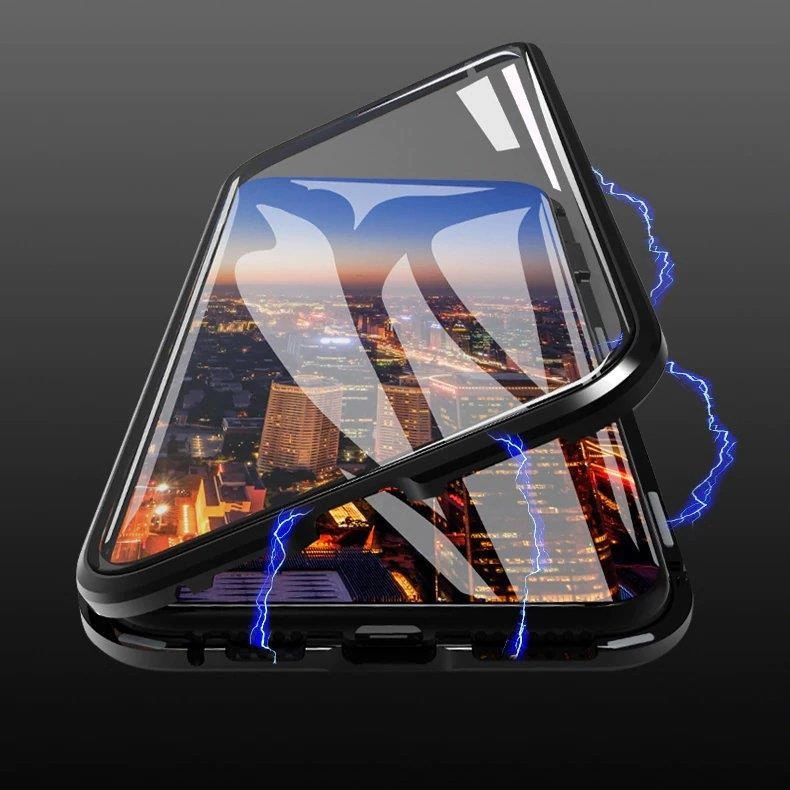 Wozinsky Full Magnetic Case Full Body Front and Back Cover with built-in glass for Vivo X60 black-transparenteng