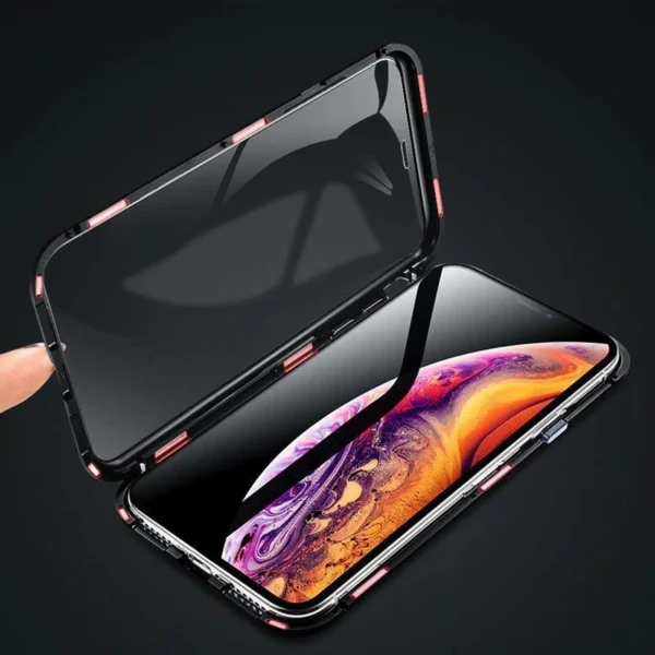 Wozinsky Full Magnetic Case Full Body Front and Back Cover with built-in glass for Vivo X60 black-transparenteng