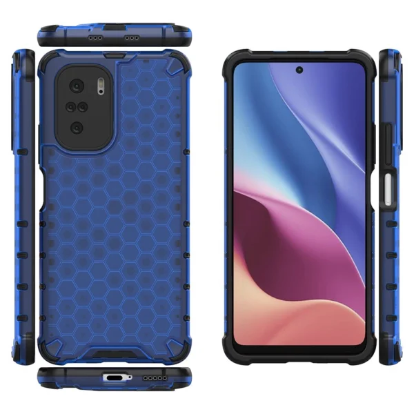 Honeycomb Case armor cover with TPU Bumper for Xiaomi Redmi K40 Pro+ / K40 Pro / K40 / Poco F3 blueeng