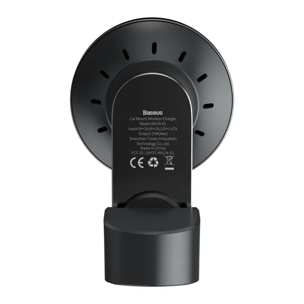 Baseus magnetic car phone holder wireless Qi charger 15 W (MagSafe compatible for iPhone) black (WXJN-01)eng
