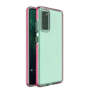 Spring Case clear TPU gel protective cover with colorful frame for Samsung Galaxy A02s EU dark pinkeng