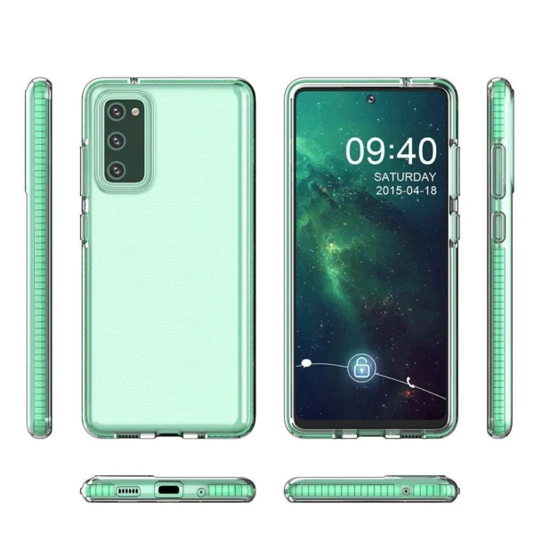 Spring Case clear TPU gel protective cover with colorful frame for Samsung Galaxy A02s EU dark pinkeng