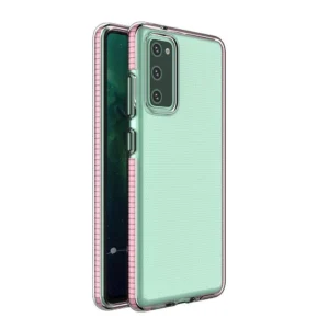 Spring Case clear TPU gel protective cover with colorful frame for Samsung Galaxy A02s EU light pinkeng