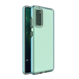 Spring Case clear TPU gel protective cover with colorful frame for Samsung Galaxy A72 4G light blueeng