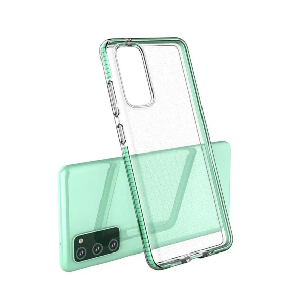 Spring Case clear TPU gel protective cover with colorful frame for Samsung Galaxy A72 4G light blueeng