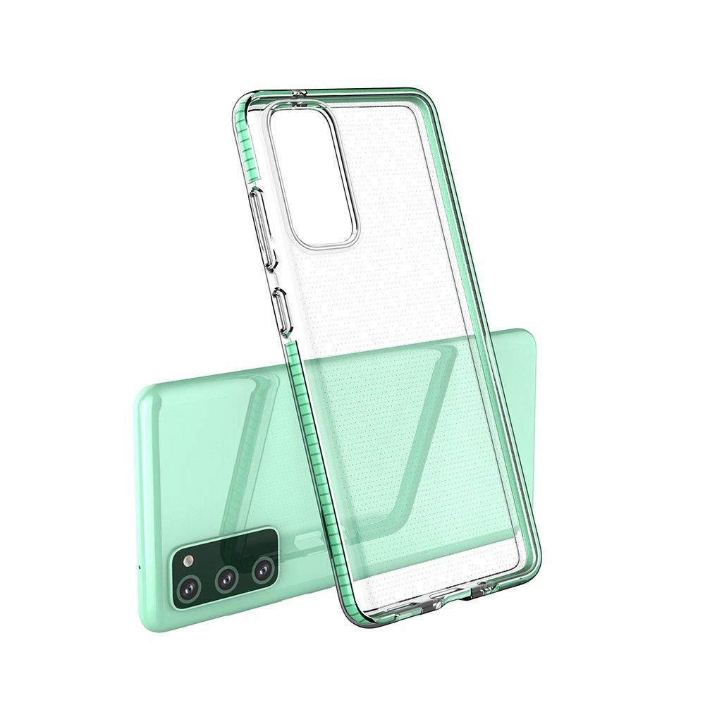 Spring Case clear TPU gel protective cover with colorful frame for Samsung Galaxy A72 4G light blueeng