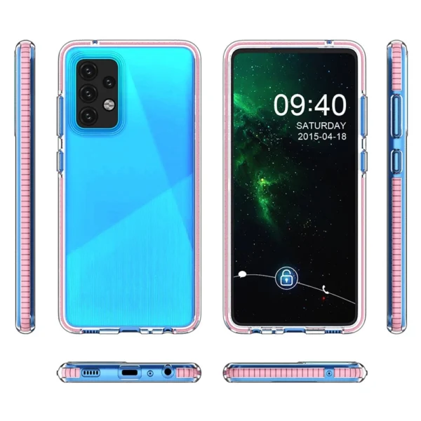 Spring Case Cover Gel Cover with Color Frame for Samsung Galaxy A52s 5G / A52 5G / A52 4G Blackeng
