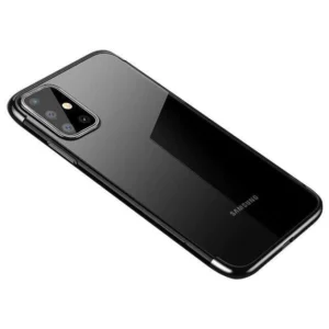 Clear Color Case Gel TPU Electroplating frame Cover for Samsung Galaxy A72 4G blackeng
