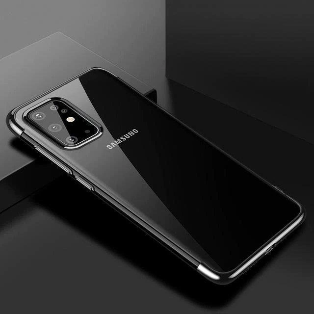 Clear Color Case Gel TPU Electroplating frame Cover for Samsung Galaxy A72 4G blackeng