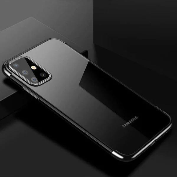 Clear Color Case Gel TPU Electroplating frame Cover for Samsung Galaxy A72 4G blackeng