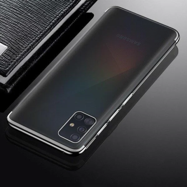 Clear Color Case Gel TPU Electroplating frame Cover for Samsung Galaxy A72 4G blackeng