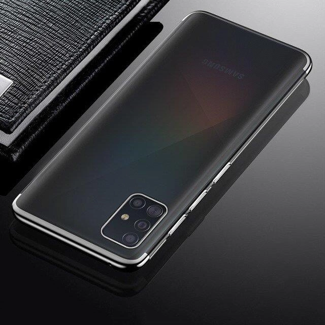 Clear Color Case Gel TPU Electroplating frame Cover for Samsung Galaxy A72 4G blackeng