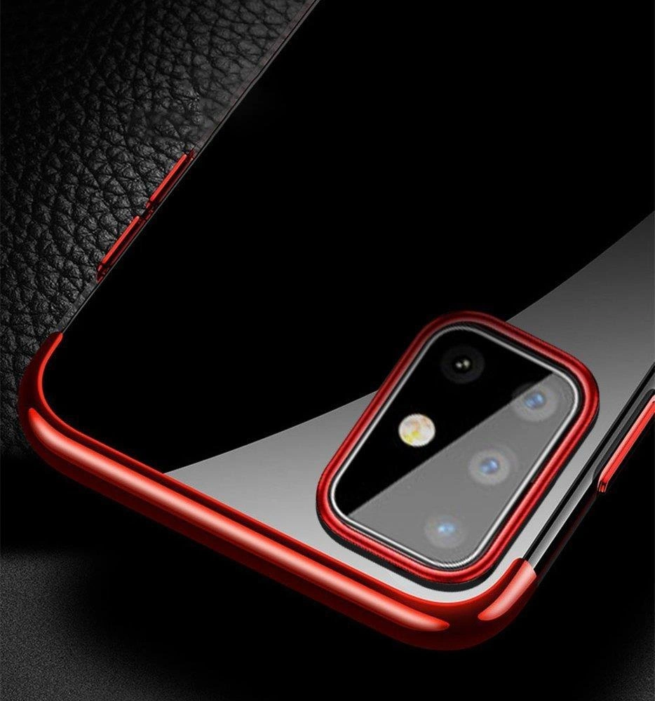 Clear Color Case Gel TPU Electroplating frame Cover for Samsung Galaxy A72 4G blackeng
