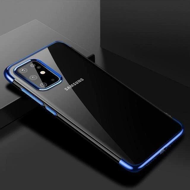 Clear Color Case Gel TPU Electroplating frame Cover for Samsung Galaxy A72 4G blueeng