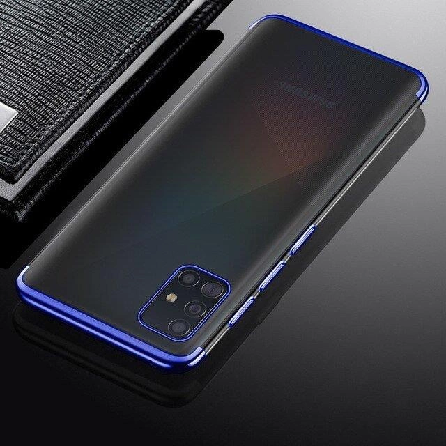 Clear Color Case Gel TPU Electroplating frame Cover for Samsung Galaxy A72 4G blueeng