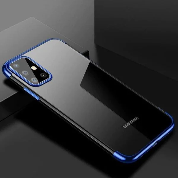 Clear Color Case Gel TPU Electroplating frame Cover for Samsung Galaxy A72 4G blueeng