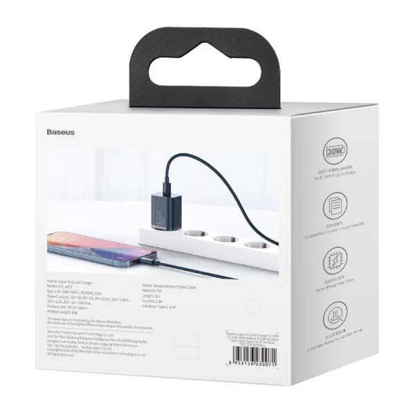 Baseus Super Si 1C fast charger USB Type C 20 W Power Delivery blue (CCSUP-B03)eng