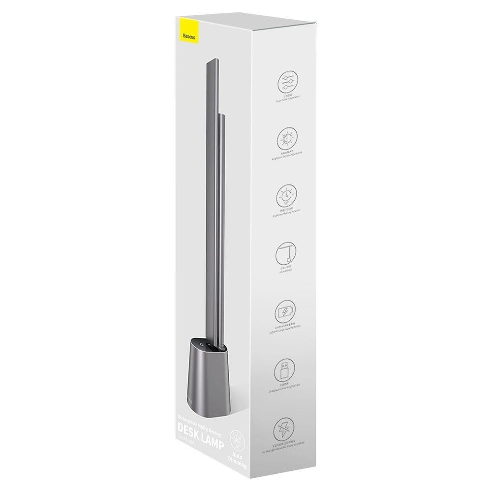 Baseus Smart Eye wireless LED desk lamp with battery 2200 mAh gray (DGZG-0G)eng