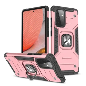 Wozinsky Ring Armor Case Kickstand Tough Rugged Cover for Samsung Galaxy A72 4G pinkeng